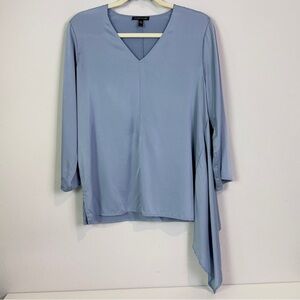 Eileen Fisher Light Blue Asymmetrical Silk Blend Blouse S